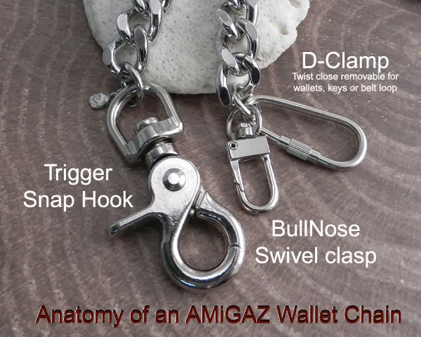 Pewter Skull & Cut Leash Double Wallet Chain