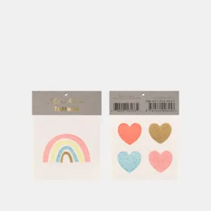Rainbow & Hearts Small Tattoos