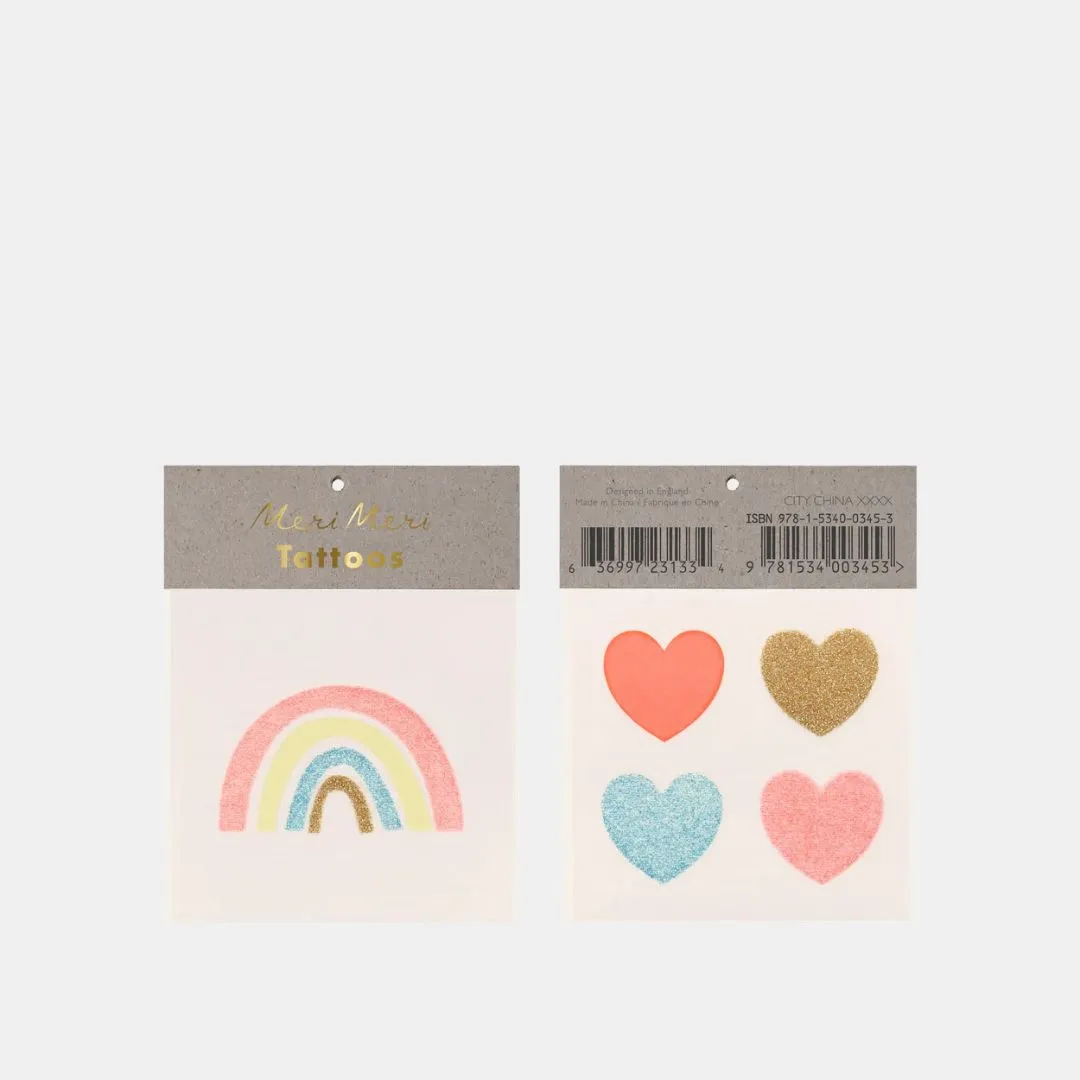 Rainbow & Hearts Small Tattoos