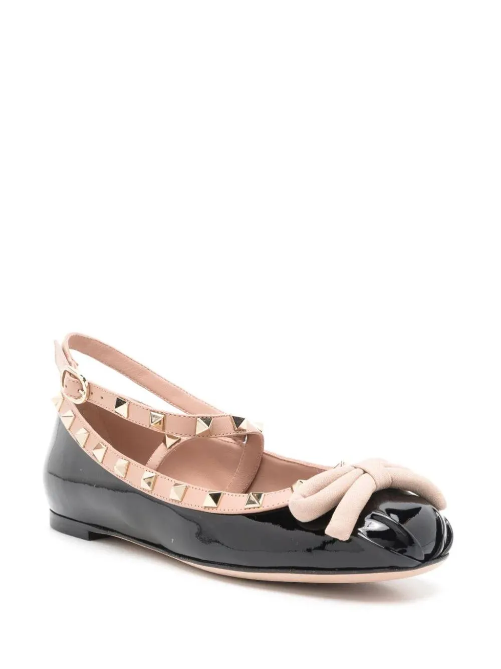Rockstud bow-detailing ballerina shoes