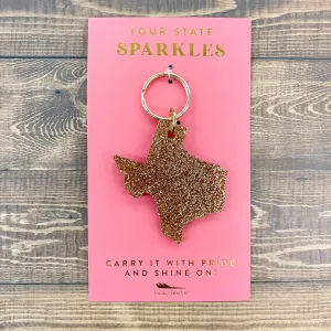 Texas Glitter State Keychain