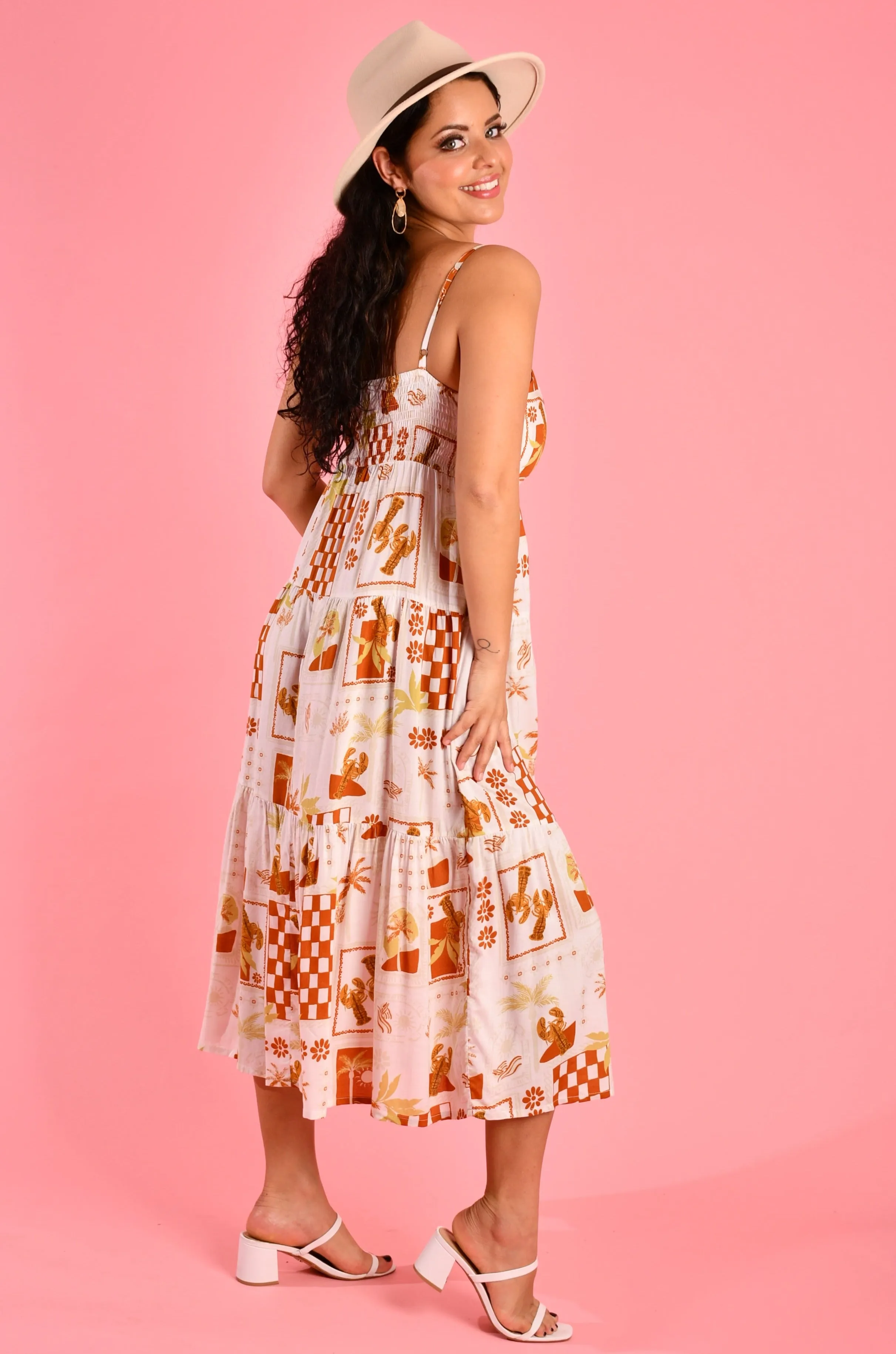 VGLD700 - ELLIE MIDI DRESS - LAGUNA BEACH WHITE