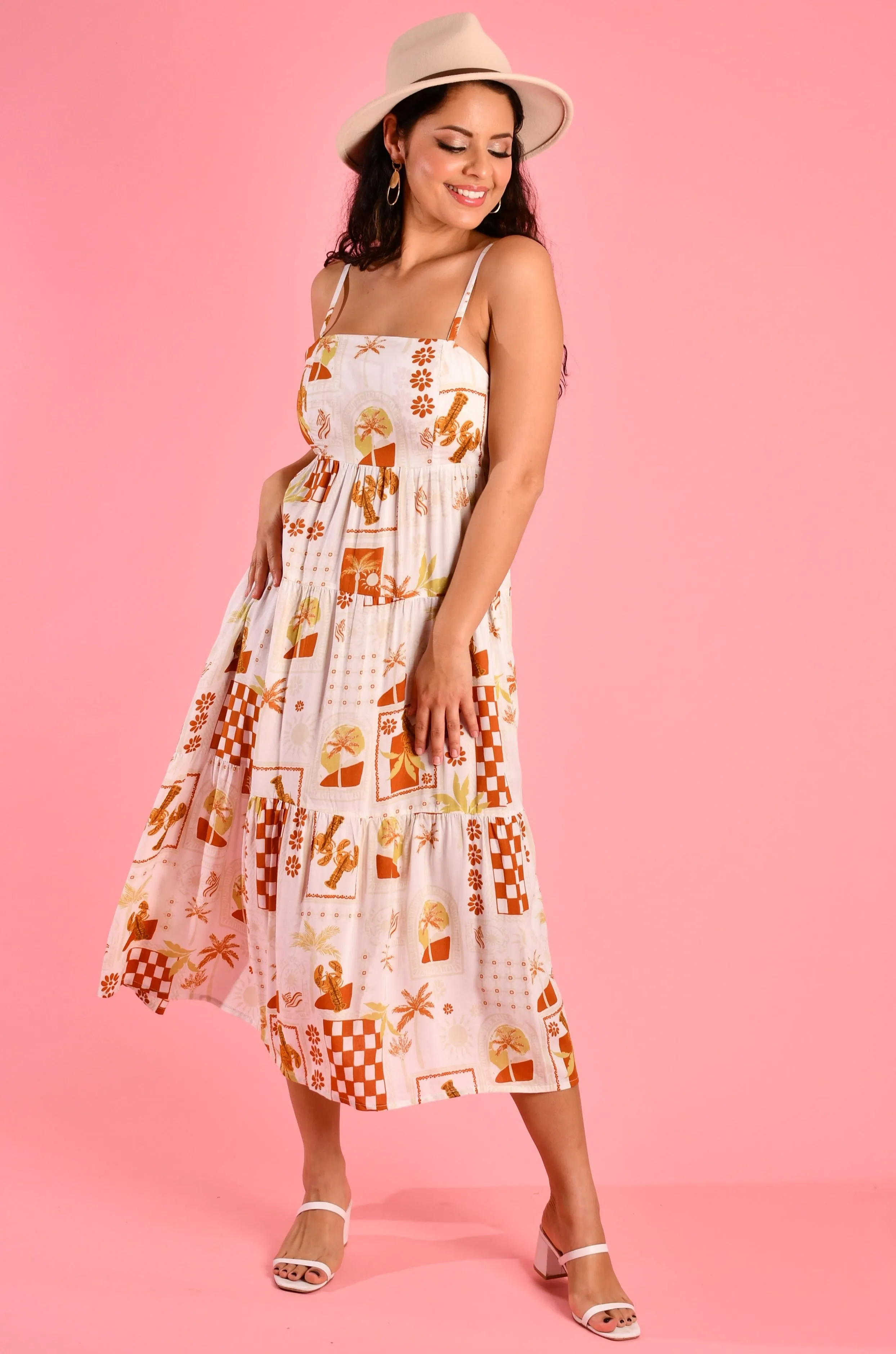 VGLD700 - ELLIE MIDI DRESS - LAGUNA BEACH WHITE