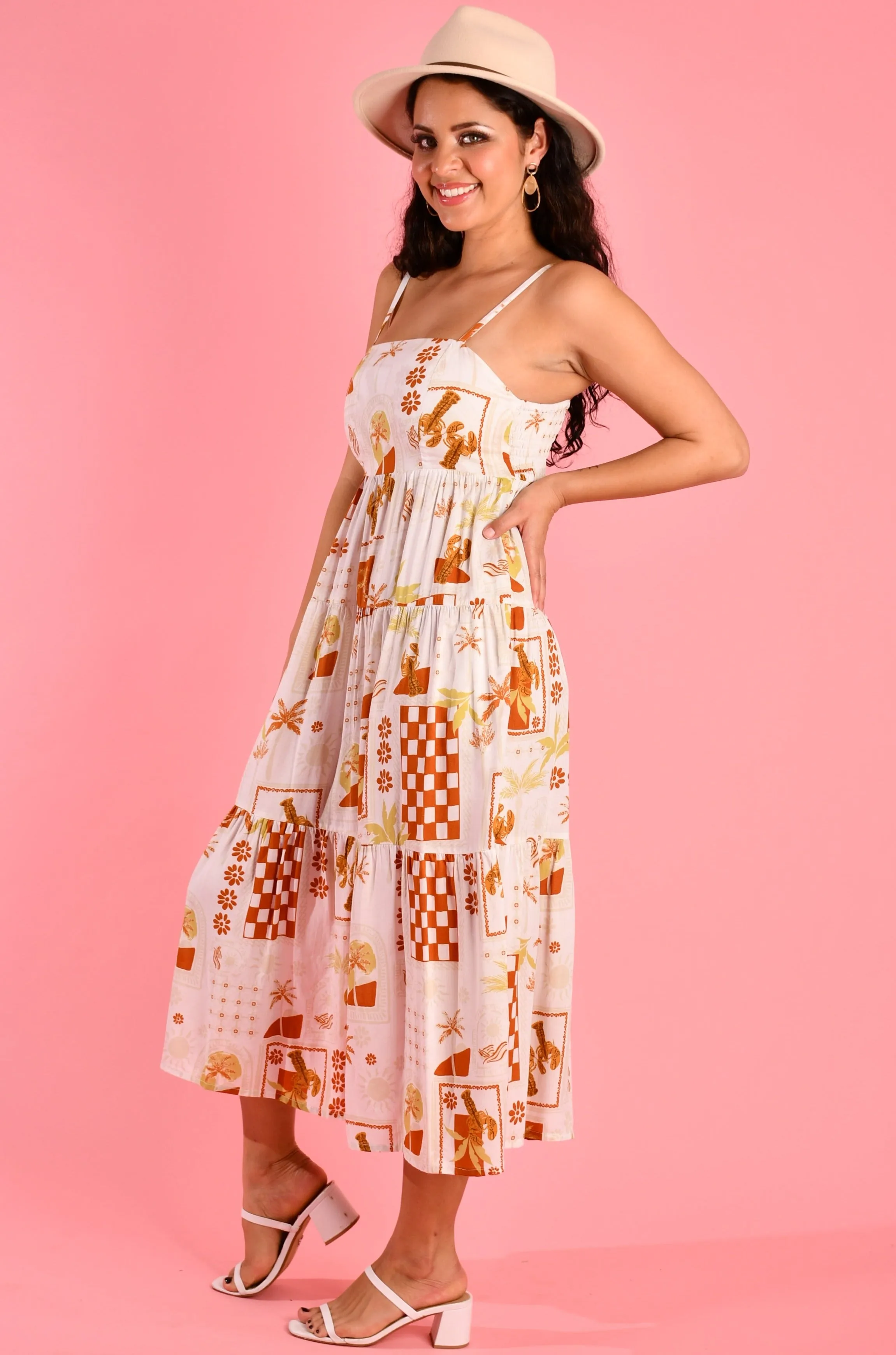VGLD700 - ELLIE MIDI DRESS - LAGUNA BEACH WHITE
