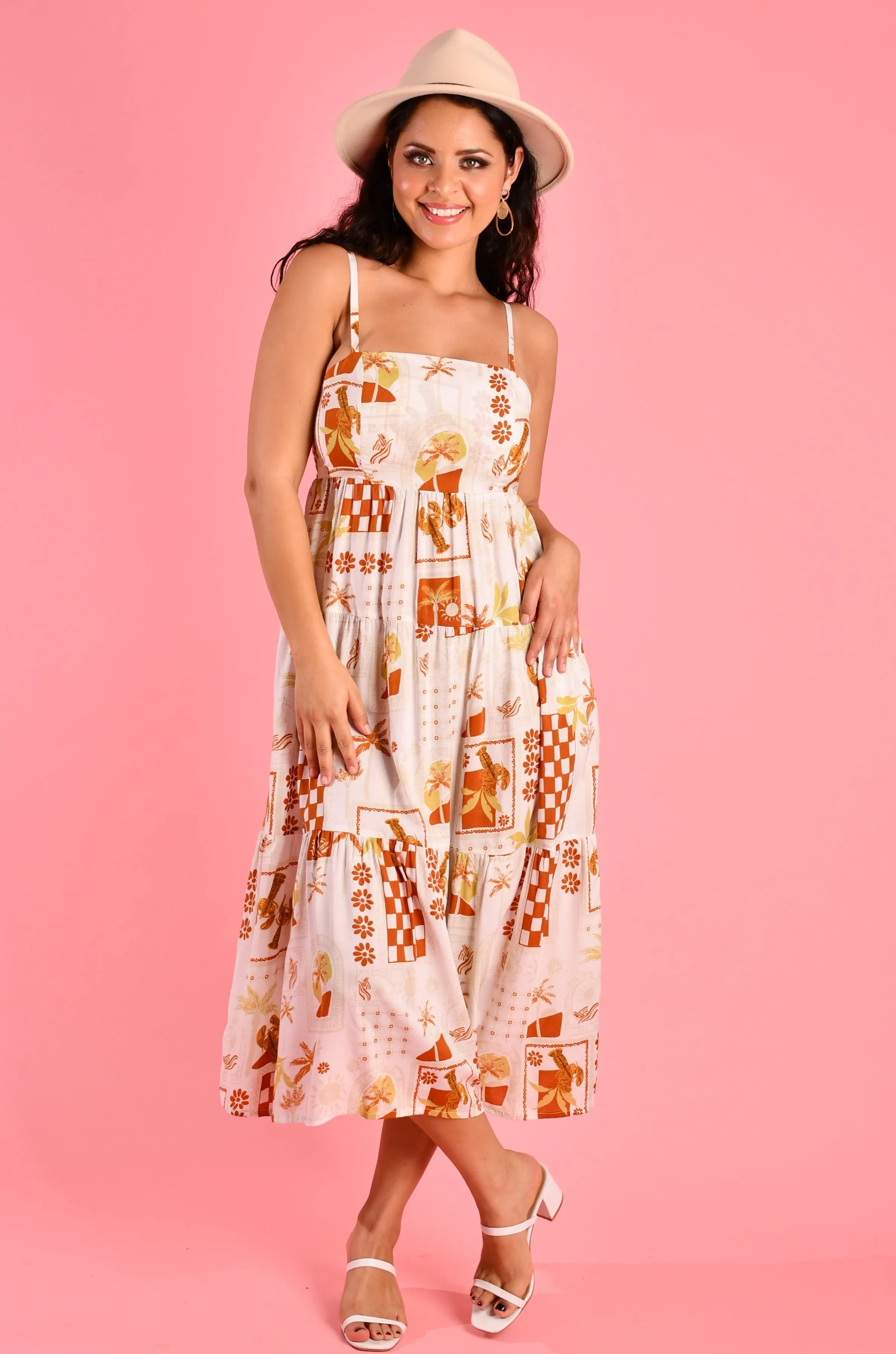 VGLD700 - ELLIE MIDI DRESS - LAGUNA BEACH WHITE
