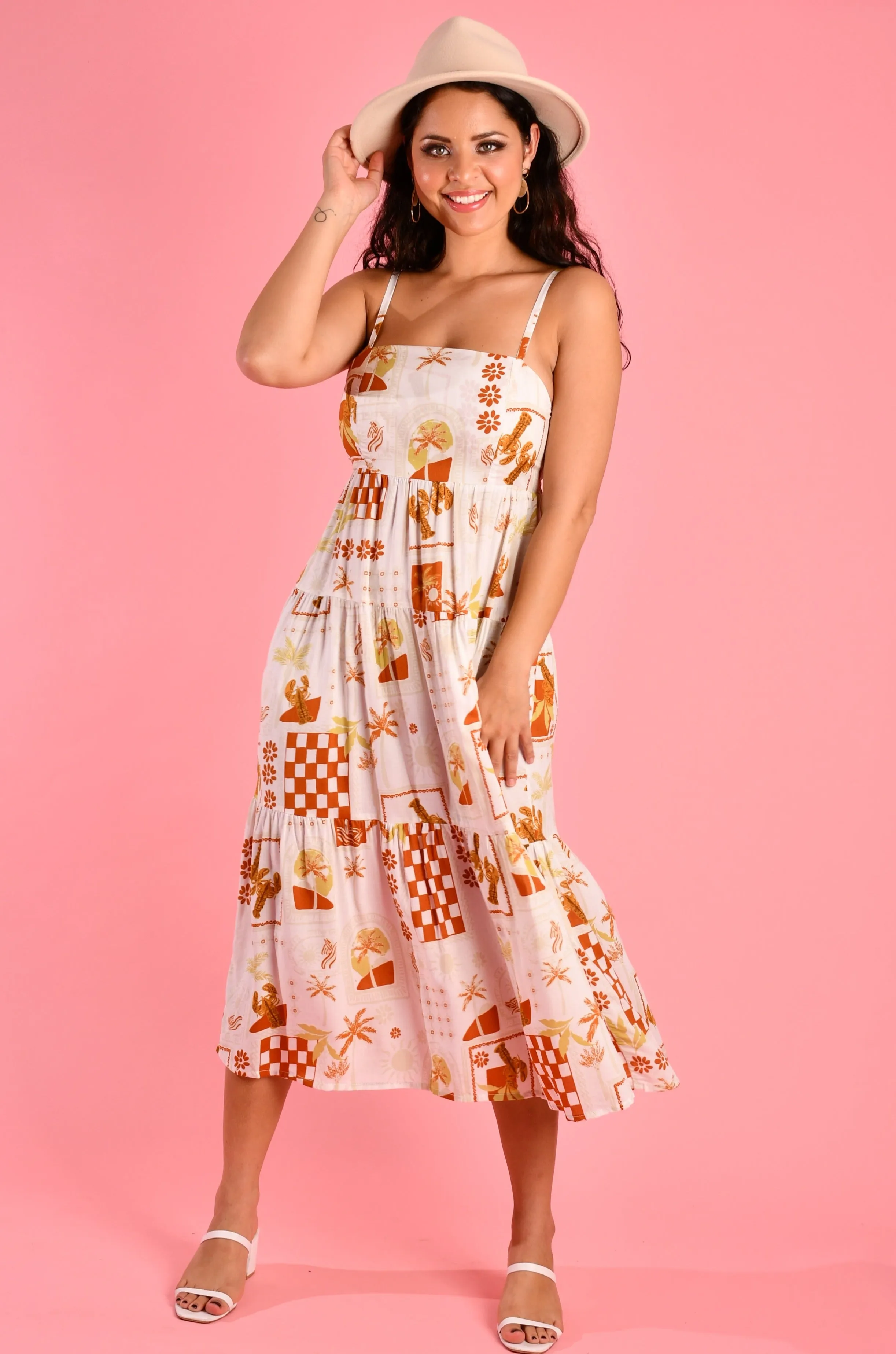 VGLD700 - ELLIE MIDI DRESS - LAGUNA BEACH WHITE