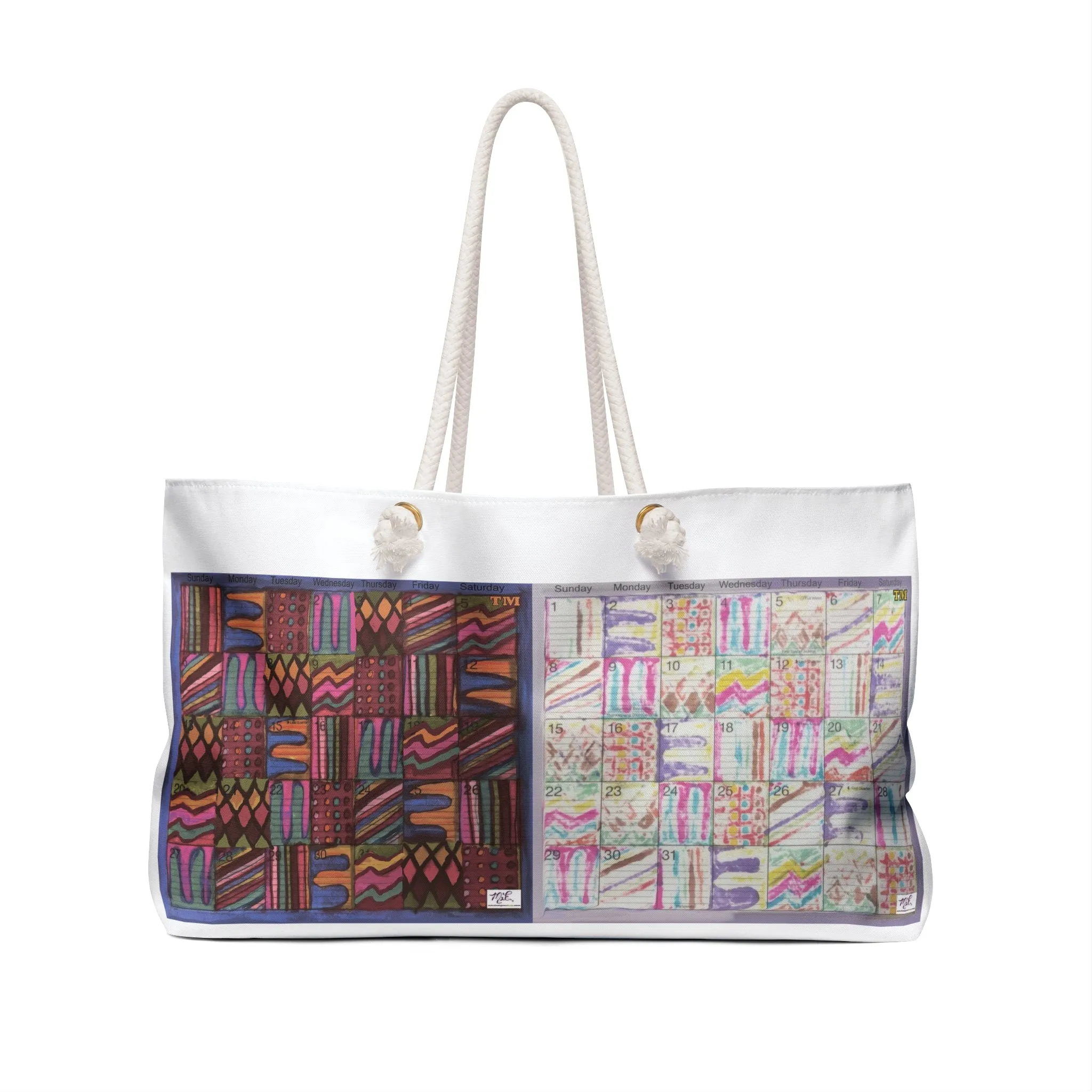 Weekender Bag:  "Psychedelic Calendar(tm)" - Muted and Seeped