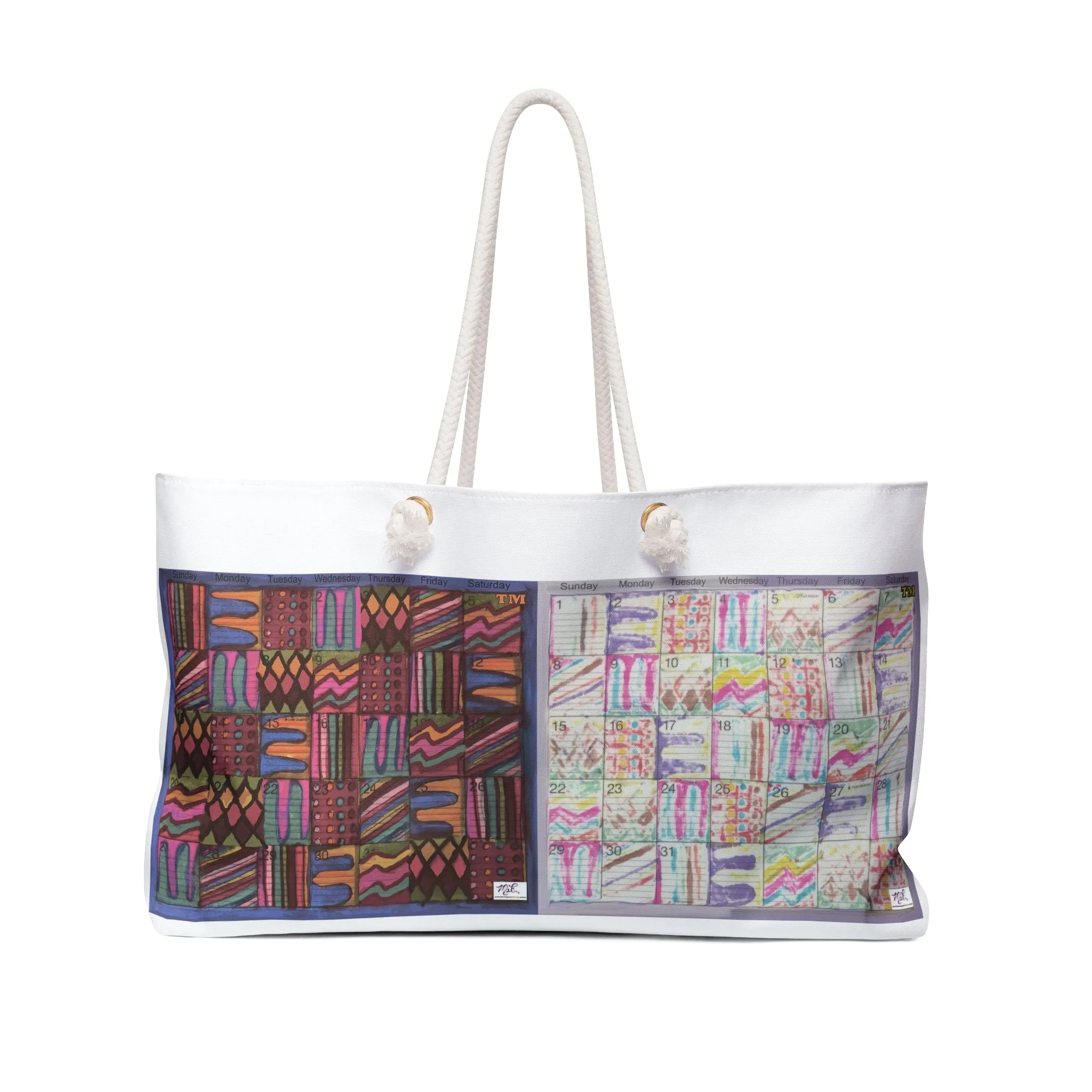 Weekender Bag:  "Psychedelic Calendar(tm)" - Muted and Seeped