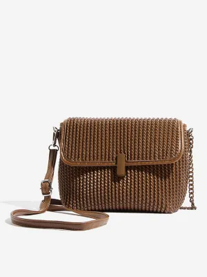 Westside Brown Woven-Textured Sling Bag
