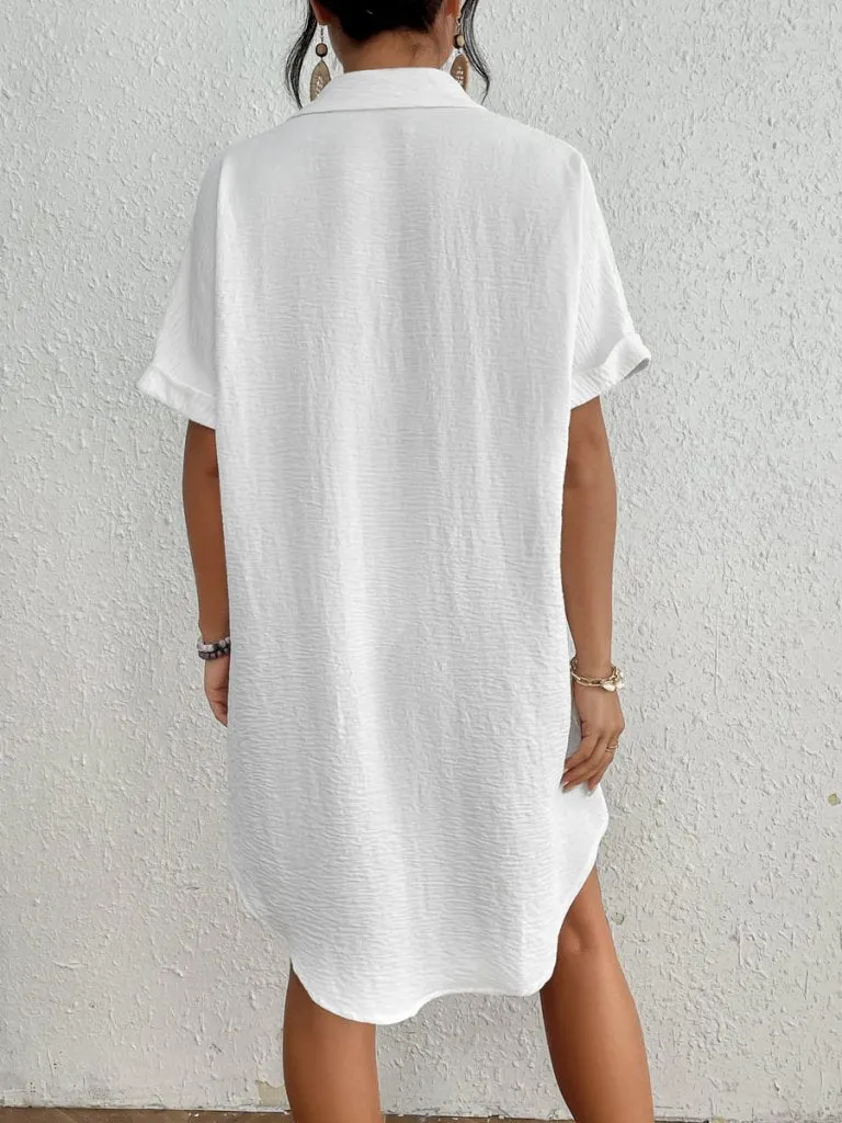 Women's Button Down White Shirt Beach Cover Up